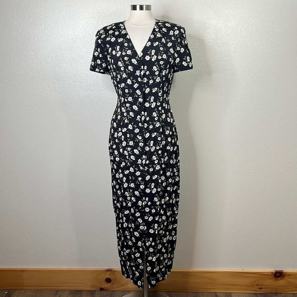 Vintage Maggy London Daisy Print Maxi Dress